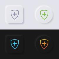 conjunto de iconos de escudo, diseño de interfaz de usuario suave de botón de neumorfismo multicolor para diseño web, interfaz de usuario de aplicación y más, botón, vector. vector