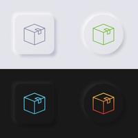 conjunto de iconos de caja, diseño de interfaz de usuario suave de botón de neumorfismo multicolor para diseño web, interfaz de usuario de aplicación y más, conjunto de iconos, botón, vector. vector