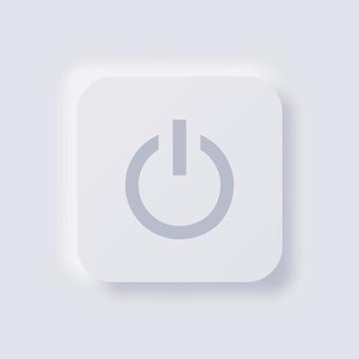 Power button icon, White Neumorphism soft UI Design for Web design, Application UI and more, Button, Vector.