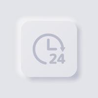 Circular arrow icon with Number 24 hour, White Neumorphism soft UI Design for Web design, Application UI and more, Button, Vector. vector