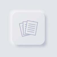 Pile of Paper icon, White Neumorphism soft UI Design for Web design, Application UI and more, Button, Vector. vector