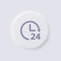 Circular arrow icon with Number 24 hour, White Neumorphism soft UI Design for Web design, Application UI and more, Button, Vector. vector