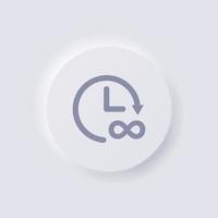 Circular arrow icon with infinity symbol, White Neumorphism soft UI Design for Web design, Application UI and more, Button, Vector. vector