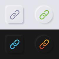 icono de cadena, símbolo de enlace, botón de neumorfismo multicolor diseño de interfaz de usuario suave para diseño web, interfaz de usuario de aplicación y más, conjunto de iconos, botón, vector. vector