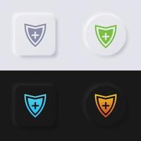 conjunto de iconos de escudo, diseño de interfaz de usuario suave de botón de neumorfismo multicolor para diseño web, interfaz de usuario de aplicación y más, botón, vector. vector