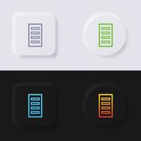 conjunto de iconos de servidor, diseño de interfaz de usuario suave de botón de neumorfismo multicolor para diseño web, interfaz de usuario de aplicación y más, conjunto de iconos, botón, vector. vector