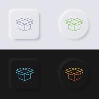 conjunto de iconos de caja, diseño de interfaz de usuario suave de botón de neumorfismo multicolor para diseño web, interfaz de usuario de aplicación y más, conjunto de iconos, botón, vector. vector