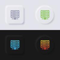 Server icon set, Multicolor neumorphism button soft UI Design for Web design, Application UI and more, Icon set, Button, Vector. vector