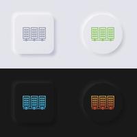 Server icon set, Multicolor neumorphism button soft UI Design for Web design, Application UI and more, Icon set, Button, Vector. vector