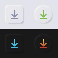 Download button, Arrow Icon set, Multicolor neumorphism button soft UI Design for Web design, Application UI and more, Button, Vector. vector