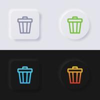 Rubbish bin symbol button icon set, Multicolor neumorphism button soft UI Design for Web design, Application UI and more, Button, Vector. vector