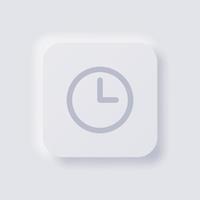 icono de reloj analógico, diseño de interfaz de usuario suave de neumorfismo blanco para diseño web, interfaz de usuario de aplicación y más, botón, vector. vector