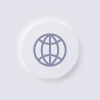 Globe Icon, White Neumorphism soft UI Design for Web design, Application UI and more, Button, Vector. vector