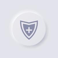 icono de escudo, diseño de interfaz de usuario suave de neumorfismo blanco para diseño web, interfaz de usuario de aplicación y más, botón, vector. vector