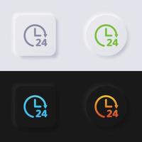 icono de flecha circular con número 24 horas, botón de neumorfismo multicolor diseño de interfaz de usuario suave para diseño web, interfaz de usuario de aplicación y más, botón, conjunto de iconos, vector. vector