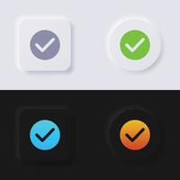 conjunto de iconos de marca de verificación, diseño de interfaz de usuario suave de botón de neumorfismo multicolor para diseño web, interfaz de usuario de aplicación y más, botón, vector. vector
