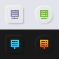 conjunto de iconos de servidor, diseño de interfaz de usuario suave de botón de neumorfismo multicolor para diseño web, interfaz de usuario de aplicación y más, conjunto de iconos, botón, vector. vector