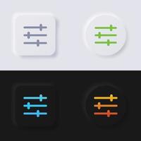 conjunto de iconos de control o símbolo de configuración, diseño de interfaz de usuario suave de botón de neumorfismo multicolor para diseño web, interfaz de usuario de aplicación y más, botón, vector. vector