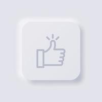 Thumb up icon, White Neumorphism soft UI Design for Web design, Application UI and more, Button, Vector. vector