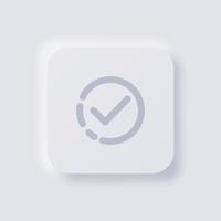 Check mark icon, Tick icon, White Neumorphism soft UI Design for Web design, Application UI and more, Button, Vector. vector