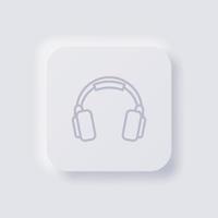 Headphone icon, White Neumorphism soft UI Design for Web design, Application UI and more, Button, Vector. vector