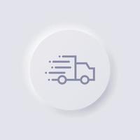 Logistic truck icon with fast delivery concept, White Neumorphism soft UI Design for Web design, Application UI and more, Button, Vector. vector