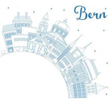 Outline Bern Switzerland City Skyline with Blue Buildings and Copy Space. vector