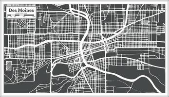 Des Moines USA City Map in Retro Style. Outline Map. vector