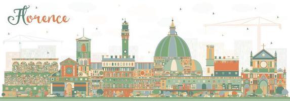 Florence Italy City Skyline with Color Buildings. vector