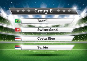 Football Championship Group E. Soccer World Tournament. Draw Result. vector