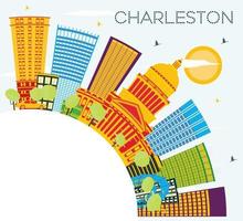 Charleston City Skyline with Color Buildings, Blue Sky and Copy Space. West Virginia. vector