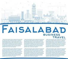 Outline Faisalabad Pakistan City Skyline with Blue Buildings and Copy Space. vector