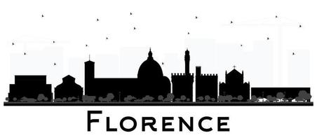 silueta del horizonte de la ciudad de florencia italia con edificios negros aislados en blanco. vector