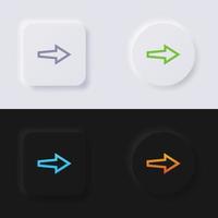 conjunto de iconos de flecha, diseño de interfaz de usuario suave de botón de neumorfismo multicolor para diseño web, interfaz de usuario de aplicación y más, botón, vector. vector