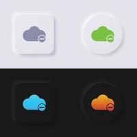 icono de nube con símbolo menos, conjunto de iconos, botón de neumorfismo multicolor diseño de interfaz de usuario suave para diseño web, interfaz de usuario de aplicación y más, conjunto de iconos, botón, vector. vector