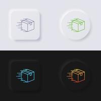 Box moving fast, Fast delivery concept icon set, Multicolor neumorphism button soft UI Design for Web design, Application UI and more, Button, Vector. vector