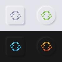 conjunto de iconos de botón de flecha de rotación, diseño de interfaz de usuario suave de botón de neumorfismo multicolor para diseño web, interfaz de usuario de aplicación y más, botón, vector. vector