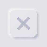 Cross icon, White Neumorphism soft UI Design for Web design, Application UI and more, Button, Vector. vector