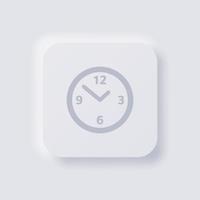 icono de reloj analógico, diseño de interfaz de usuario suave de neumorfismo blanco para diseño web, interfaz de usuario de aplicación y más, botón, vector. vector