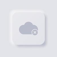Cloud icon with Cross symbol, White Neumorphism soft UI Design for Web design, Application UI and more, Button, Vector. vector
