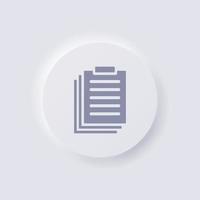 Clipboard icon, White Neumorphism soft UI Design for Web design, Application UI and more, Button, Vector. vector