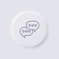 Speech balloon icon, White Neumorphism soft UI Design for Web design, Application UI and more, Button, Vector. vector