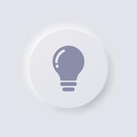 Lightbulb icon, White Neumorphism soft UI Design for Web design, Application UI and more, Button, Vector. vector