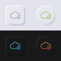 icono de nube con símbolo de flecha, botón de neumorfismo multicolor diseño de interfaz de usuario suave para diseño web, interfaz de usuario de aplicación y más, conjunto de iconos, botón, vector. vector