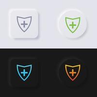 conjunto de iconos de escudo, diseño de interfaz de usuario suave de botón de neumorfismo multicolor para diseño web, interfaz de usuario de aplicación y más, botón, vector. vector