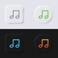 conjunto de iconos de botón de nota musical, diseño de interfaz de usuario suave de botón de neumorfismo multicolor para diseño web, interfaz de usuario de aplicación y más, botón, vector. vector