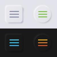 conjunto de iconos de control o símbolo de configuración, diseño de interfaz de usuario suave de botón de neumorfismo multicolor para diseño web, interfaz de usuario de aplicación y más, botón, vector. vector