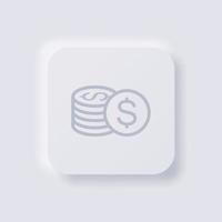 Pile of coin icon, White Neumorphism soft UI Design for Web design, Application UI and more, Button, Vector. vector