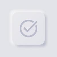 Check mark icon, Tick icon, White Neumorphism soft UI Design for Web design, Application UI and more, Button, Vector. vector