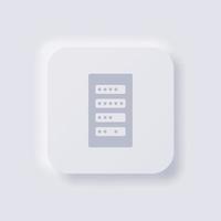 icono de servidor, diseño de interfaz de usuario suave de neumorfismo blanco para diseño web, interfaz de usuario de aplicación y más, botón, vector. vector